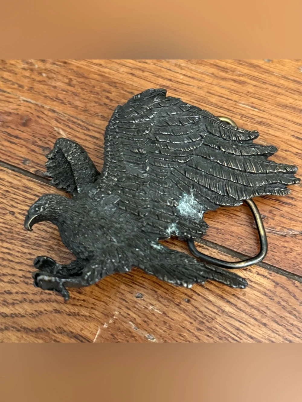 Lot of 5 Vintage Belt Buckles Some Brass/Pewter Eagle Cowboy Western Biker